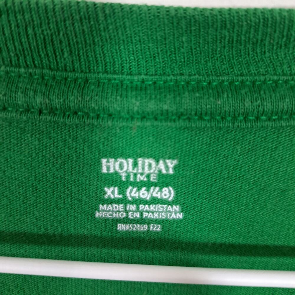 Holiday Time "Team Nice" Green Christmas T-Shirt XL - Picture 3 of 5